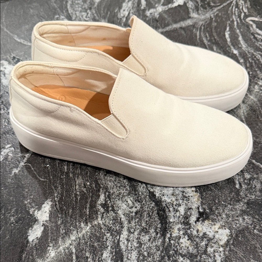Women Greats by Brooklyn Webster platforms slip on Canvas Sneakers in Cream